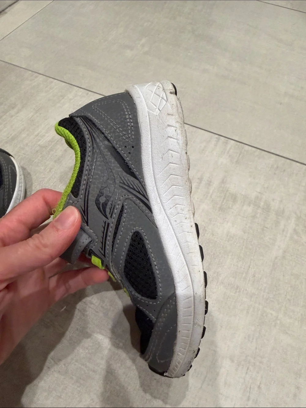 Saucony Kids Gray Sneakers with Lime Accents